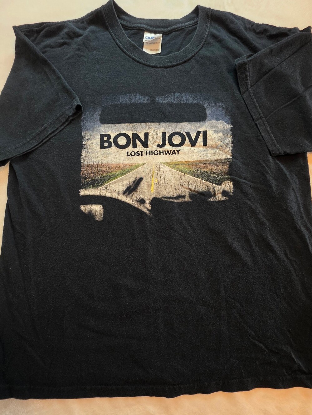 Bon Jovi Lost Highway 2007 U.S. Tour Black T-Shirt Size Large Gildan